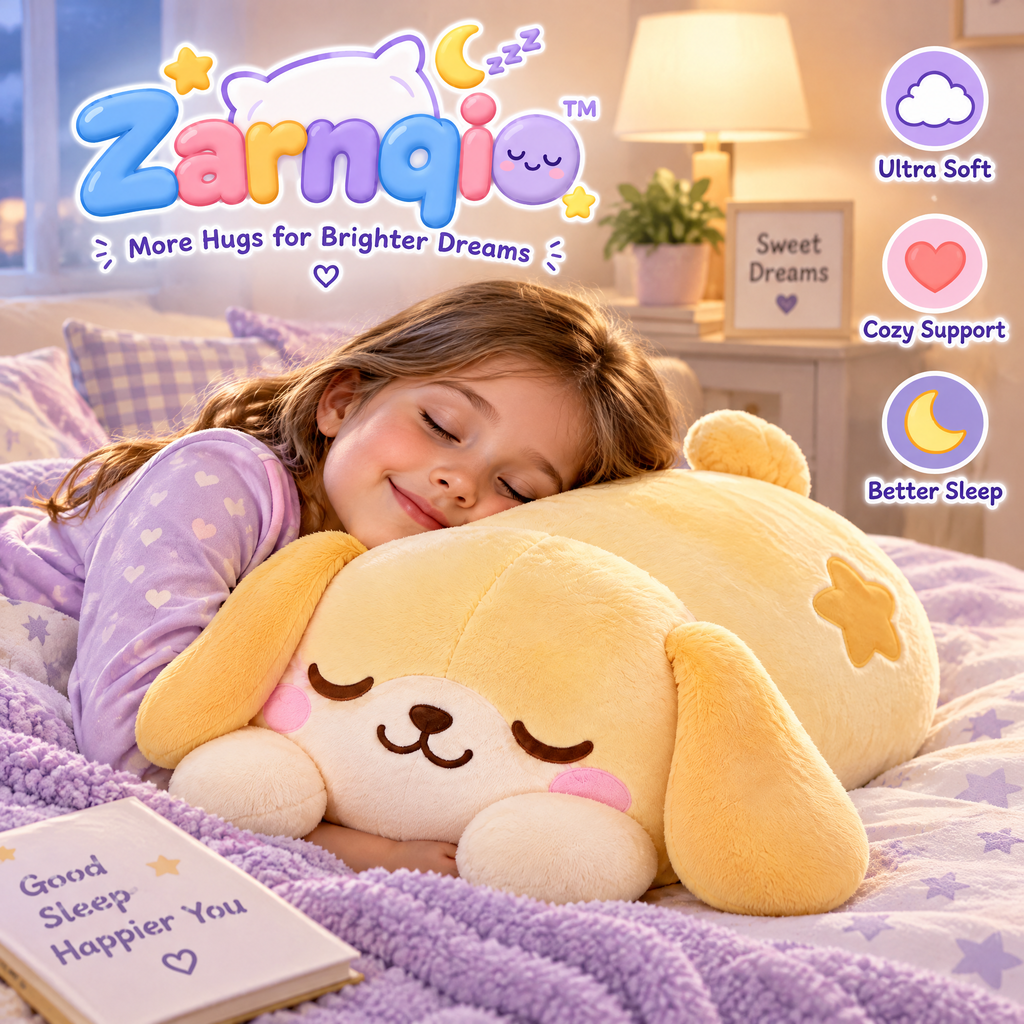 Zarnqio™ Sleeping Puppy Plush Body Pillow – Ultra-Soft Cuddle Dog Stuffed Animal for Better Sleep &amp; Cozy Support